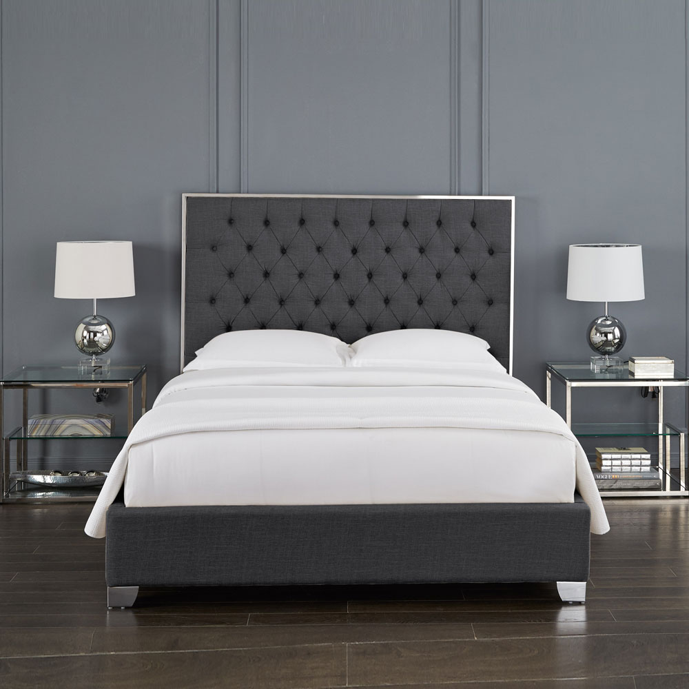 Kroma Bed: Grey Fabric